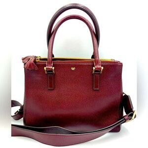 Auth Anya Hindmarch 2way Burgundy Leather Bag Preloved Excellent Condition